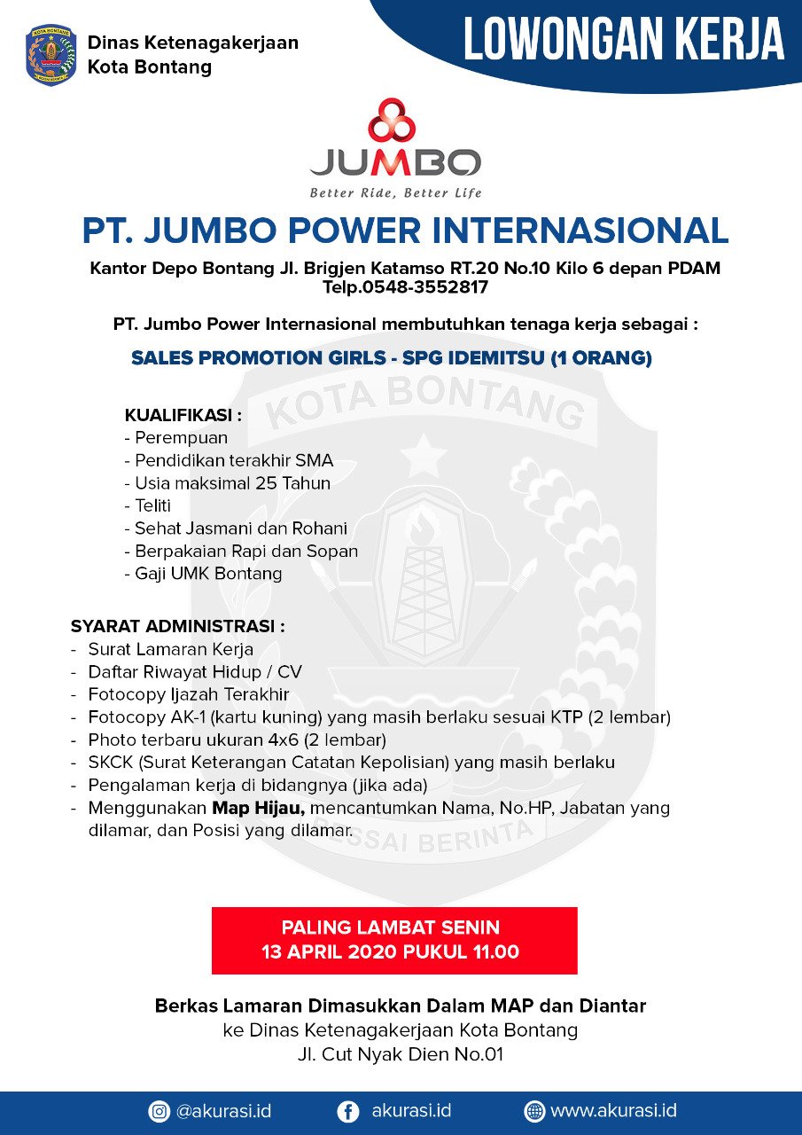 Lowongan Kerja PT. Jumbo Power International